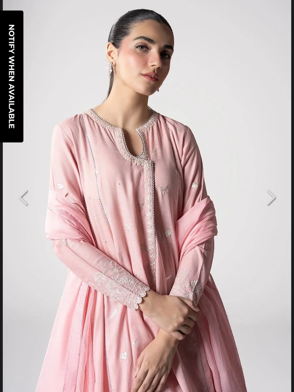 Elegant Pink Long Sleeve Embroidered Women's Dress Set